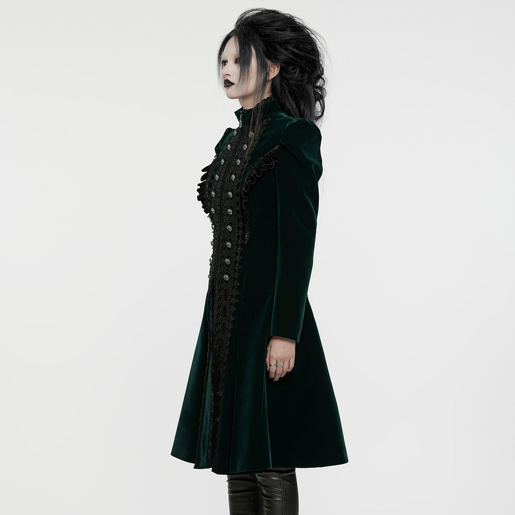 WY-1633XCF Elegant Gothic Lace-Up Symmetrical Long Coat?-??Punk Rave Clothing
