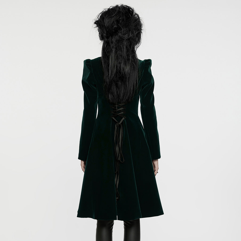 WY-1633XCF Elegant Gothic Lace-Up Symmetrical Long Coat?-??Punk Rave Clothing