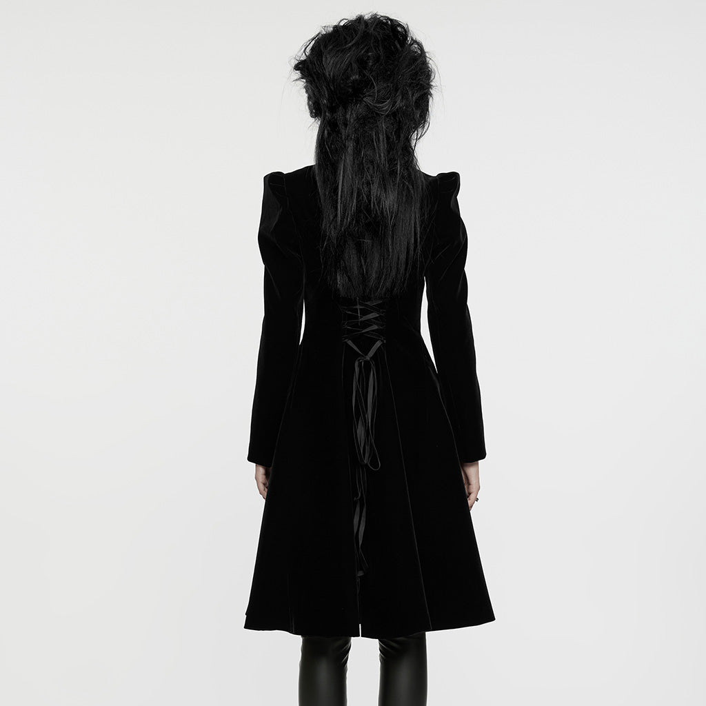 WY-1633XCF Elegant Gothic Lace-Up Symmetrical Long Coat?-??Punk Rave Clothing