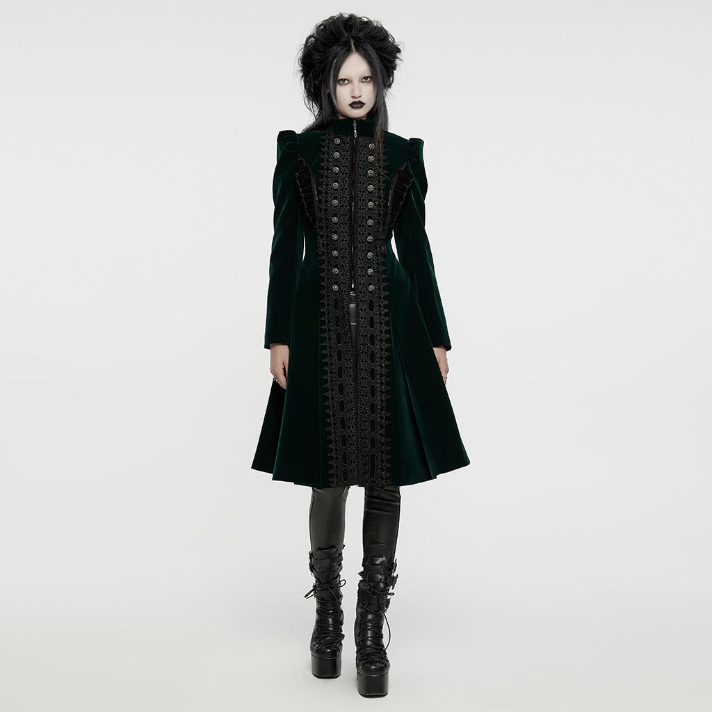 WY-1633XCF Elegant Gothic Lace-Up Symmetrical Long Coat?-??Punk Rave Clothing