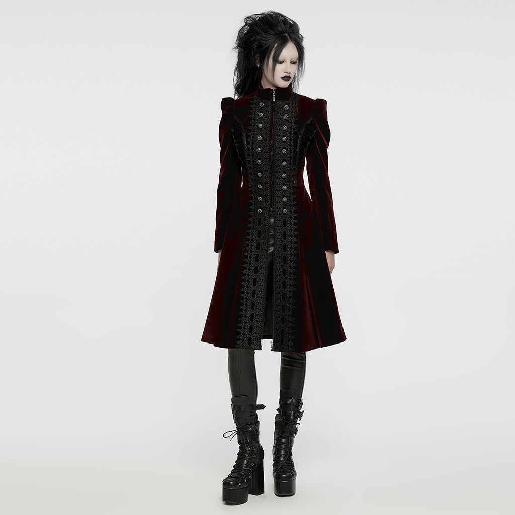 WY-1633XCF Elegant Gothic Lace-Up Symmetrical Long Coat?-??Punk Rave Clothing