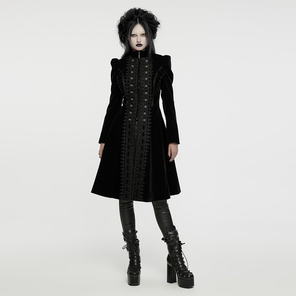 WY-1633XCF Elegant Gothic Lace-Up Symmetrical Long Coat?-??Punk Rave Clothing