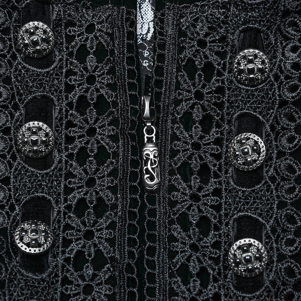 WY-1633XCF Elegant Gothic Lace-Up Symmetrical Long Coat?-??Punk Rave Clothing