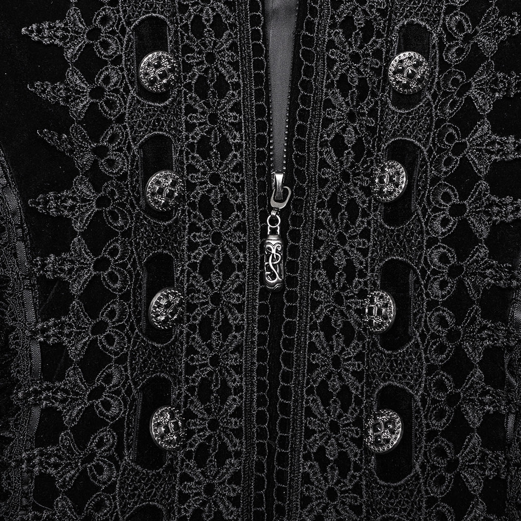 WY-1633XCF Elegant Gothic Lace-Up Symmetrical Long Coat?-??Punk Rave Clothing