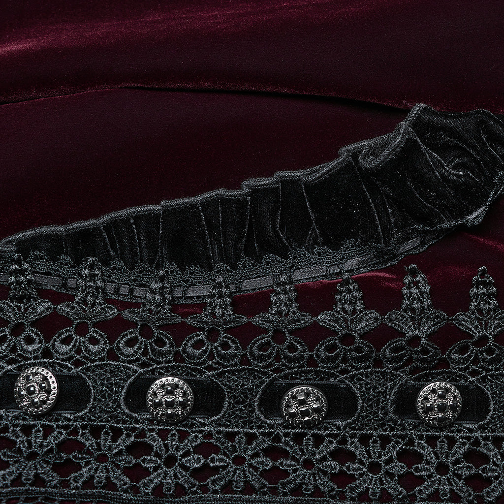 WY-1633XCF Elegant Gothic Lace-Up Symmetrical Long Coat?-??Punk Rave Clothing