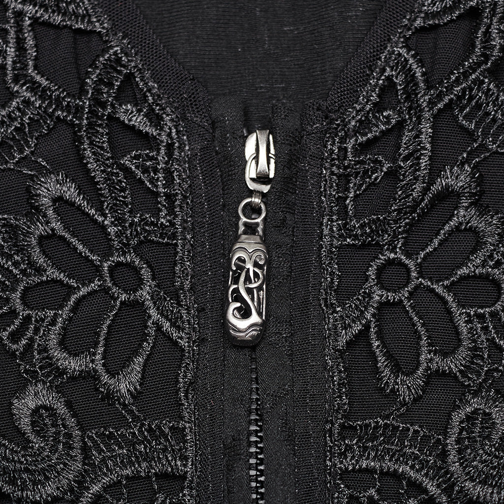 WY-1635CCF Sheer Lace Gothic Blouse with Puff Sleeves Elegant Design?-??Punk Rave Clothing