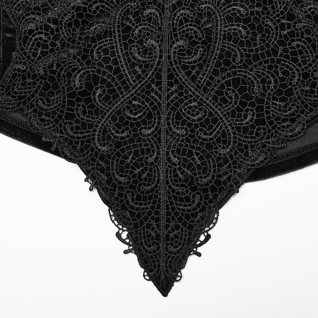 WY-1636CCF Victorian Velvet Gothic Shirt Dramatic High Collar Design?-??Punk Rave Clothing
