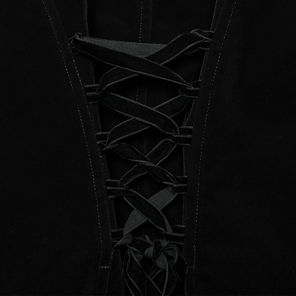 WY-1637XCF Elegant Victorian Gothic Coat Velvet High Neck Lace Trim?-??Punk Rave Clothing