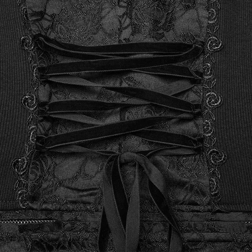 WY-1650MJF Gothic Vest Long Tail Detachable Faux Fur Trim?-??Punk Rave Clothing