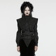 WY-1652CCF Wide Shoulder Embroidered Gothic Shirt with High Collar Design