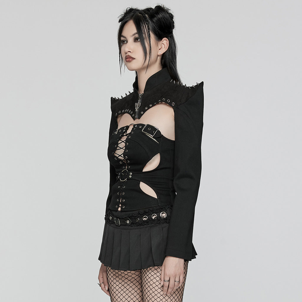 WY-1653XDF Spiked Gothic Cutout Punk Jackets for Edgy Statement Looks?-??Punk Rave Clothing