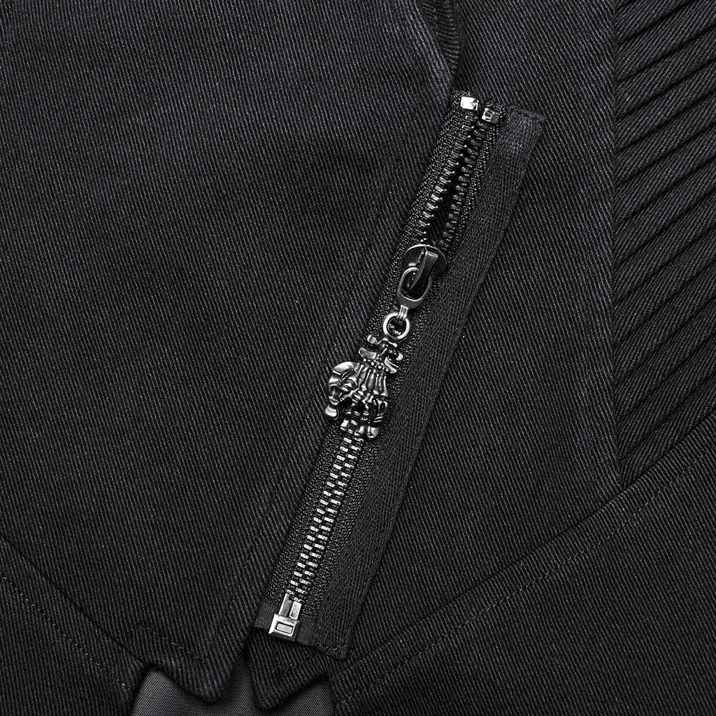 WY-1655XCF Gothic Punk Coat with Chains and Decorative Zipper Details?-??Punk Rave Clothing