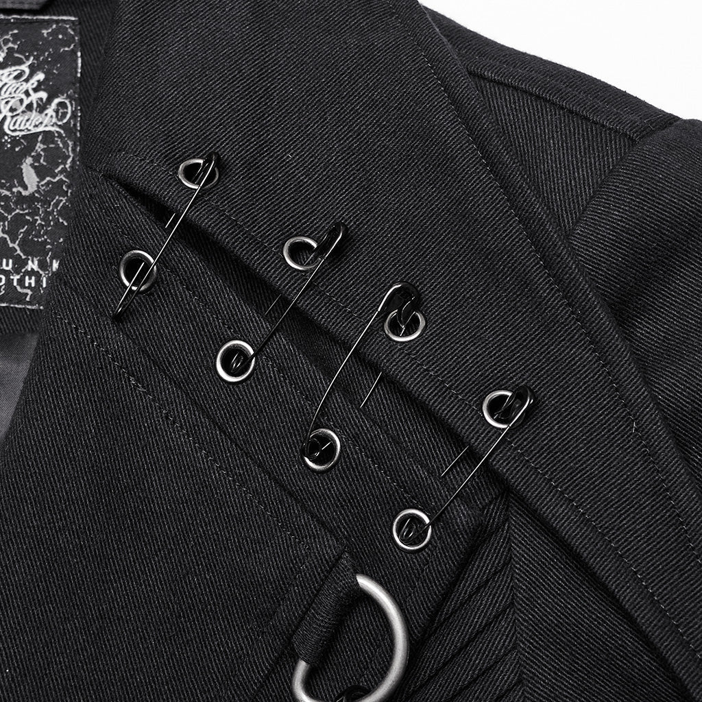 WY-1655XCF Gothic Punk Coat with Chains and Decorative Zipper Details?-??Punk Rave Clothing