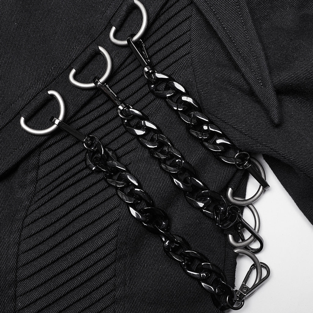 WY-1655XCF Gothic Punk Coat with Chains and Decorative Zipper Details?-??Punk Rave Clothing