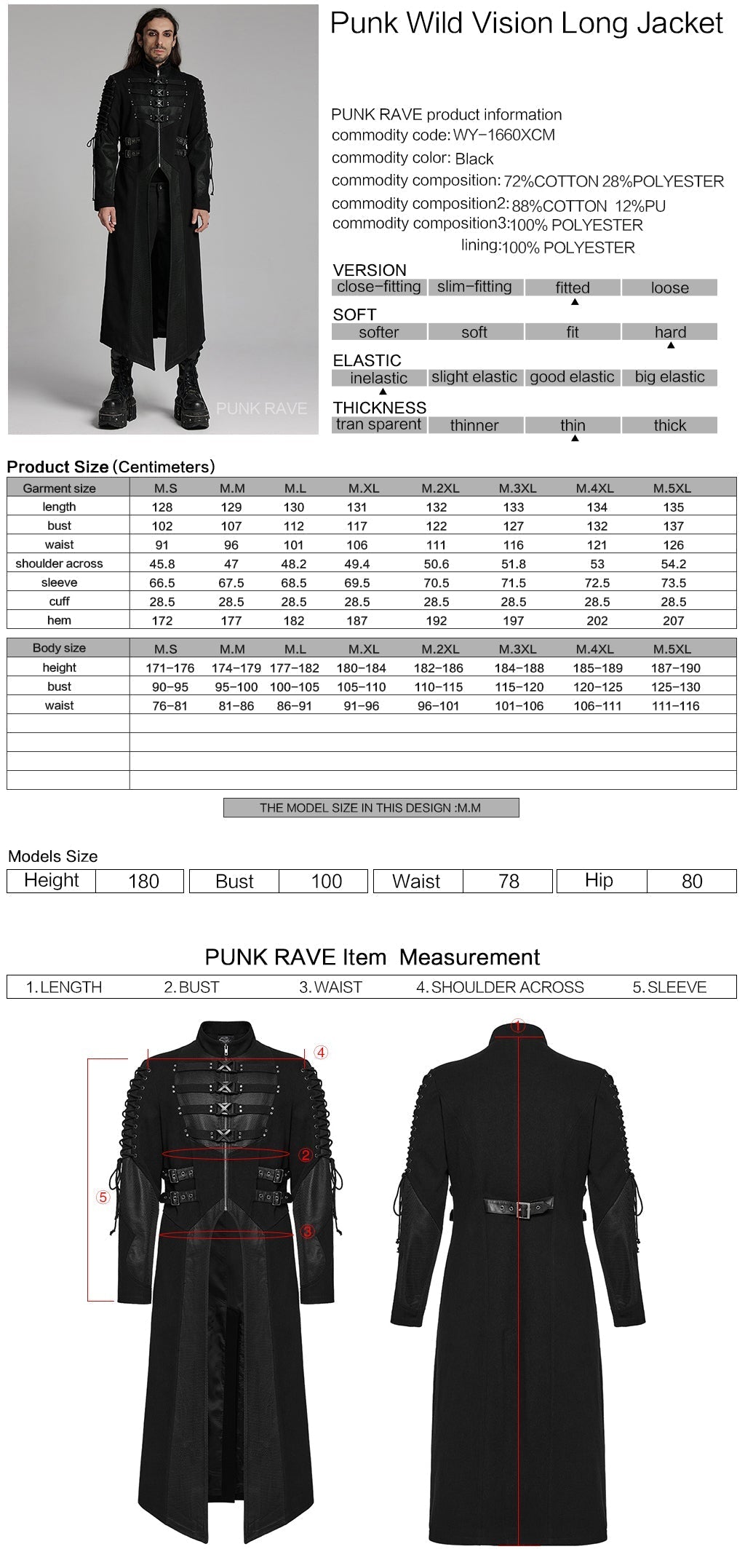 WY-1660XCM Gothic Steampunk Trench Punk Coat Buckle Strap Long Jacket?-??Punk Rave Clothing