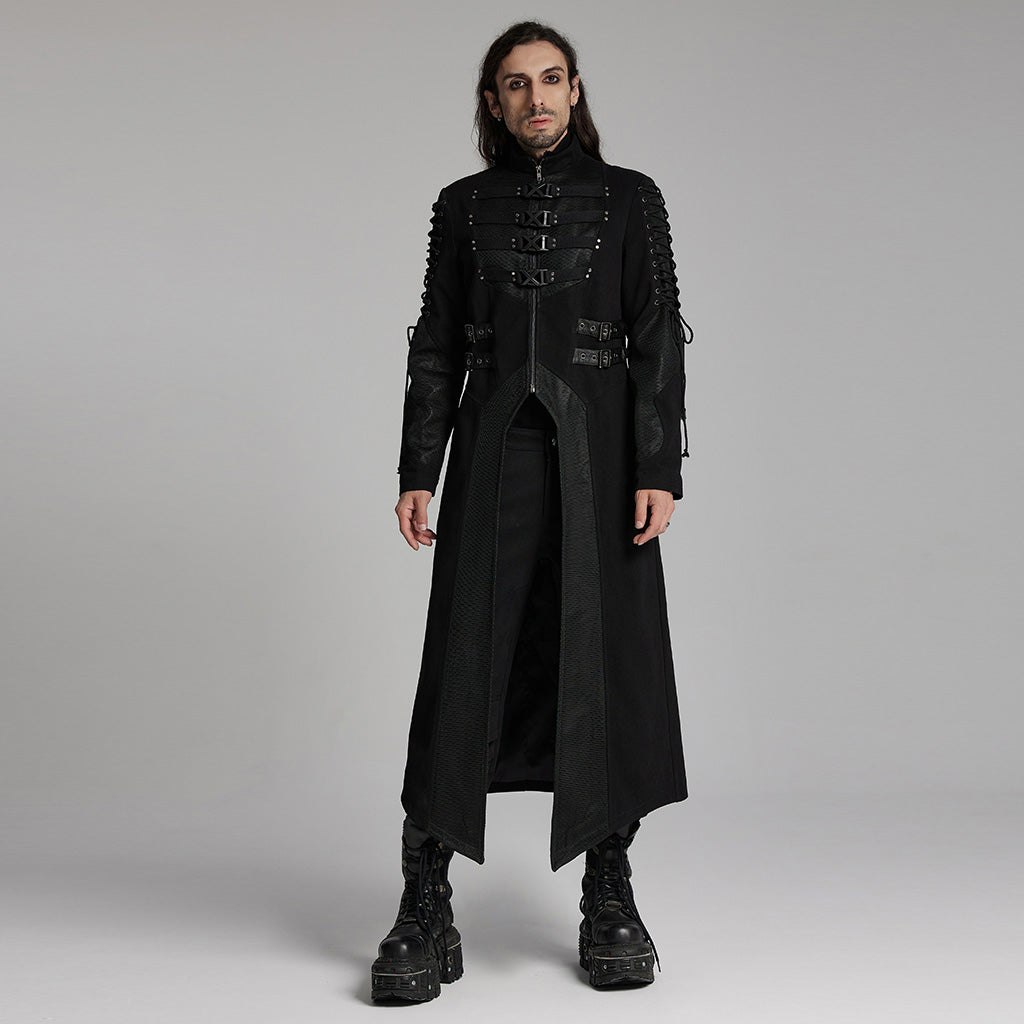 WY-1660XCM Gothic Steampunk Trench Punk Coat Buckle Strap Long Jacket?-??Punk Rave Clothing