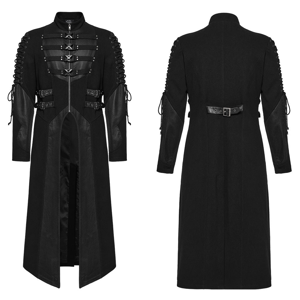 WY-1660XCM Gothic Steampunk Trench Punk Coat Buckle Strap Long Jacket?-??Punk Rave Clothing