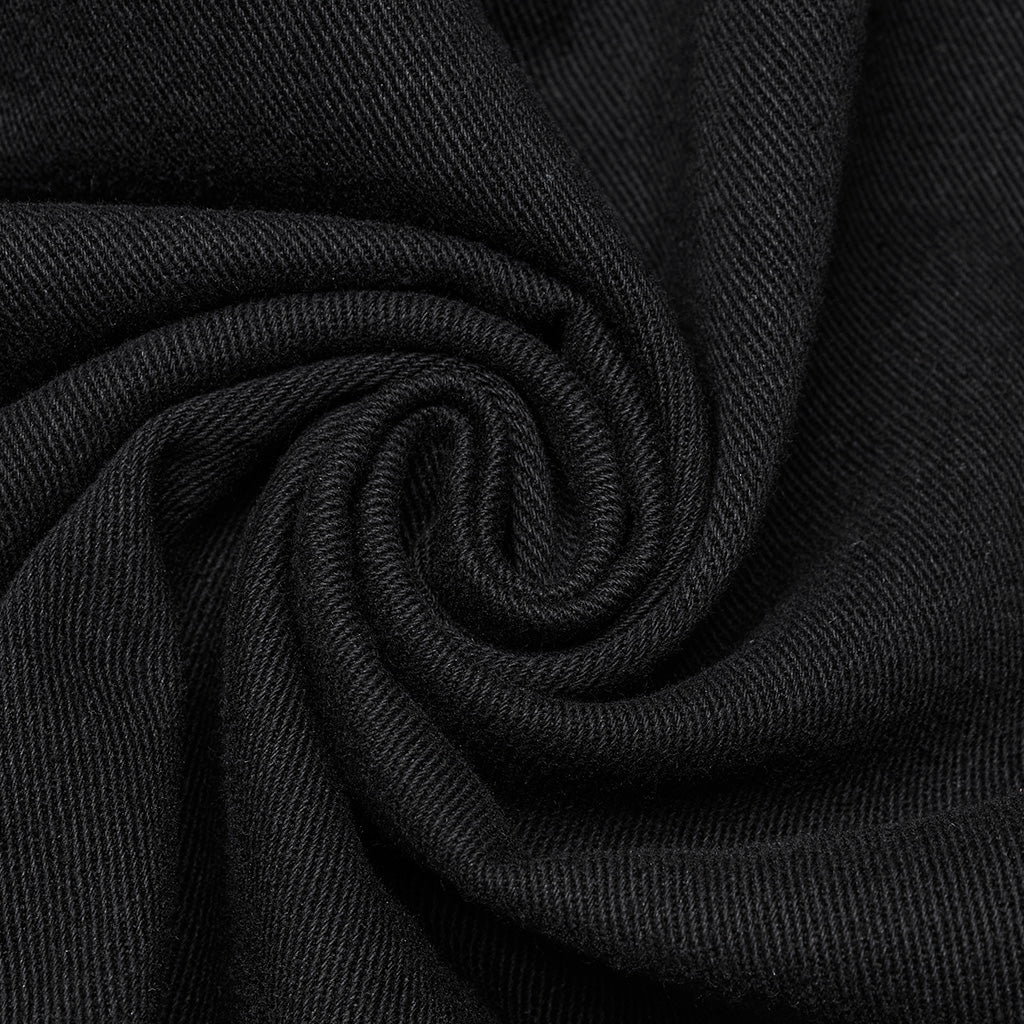 WY-1662XCM Long Black Gothic Trench Punk Coat Buttoned Detail?-??Punk Rave Clothing