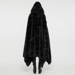 WY-1663DPF Gothic Asymmetric Plush Coat with Hooded Design