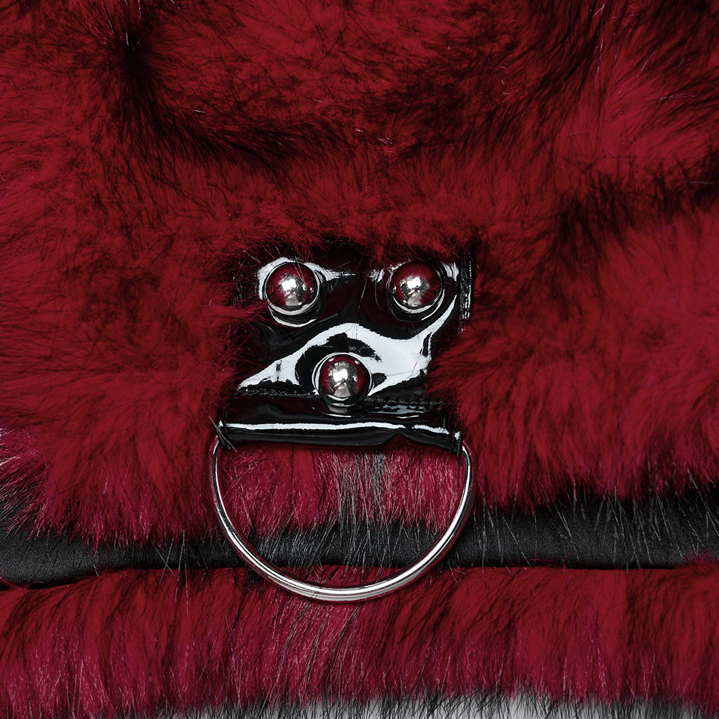 WY-1664XDF Gothic Punk Fur Jacket with Buckle Strap Details?-??Punk Rave Clothing