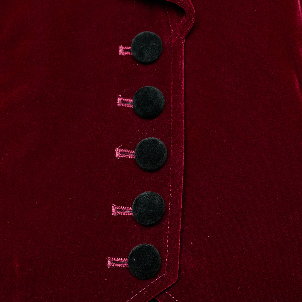 WY-1665XCF Velvet Gothic Embroidered Coat with Lace-Up Back Detailing?-??Punk Rave Clothing