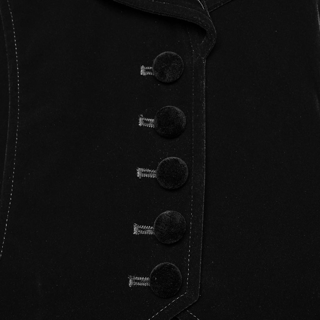 WY-1665XCF Velvet Gothic Embroidered Coat with Lace-Up Back Detailing?-??Punk Rave Clothing