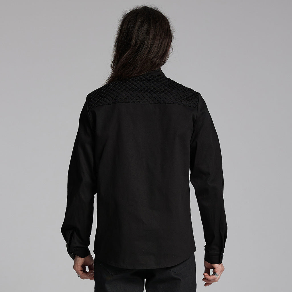 WY-1666CCM Mens Black Gothic Rivet Punk Shirt with Zipper Detail?-??Punk Rave Clothing