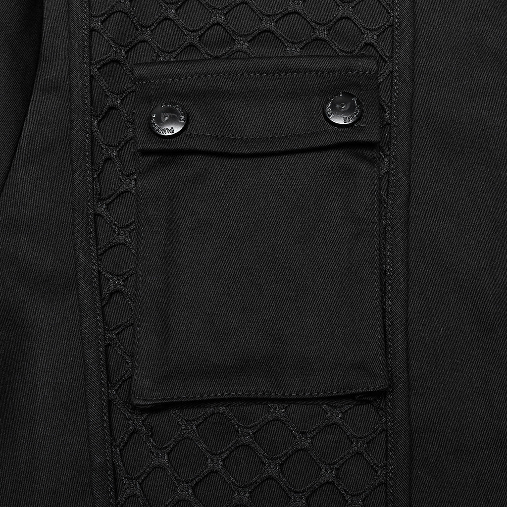 WY-1666CCM Mens Black Gothic Rivet Punk Shirt with Zipper Detail?-??Punk Rave Clothing