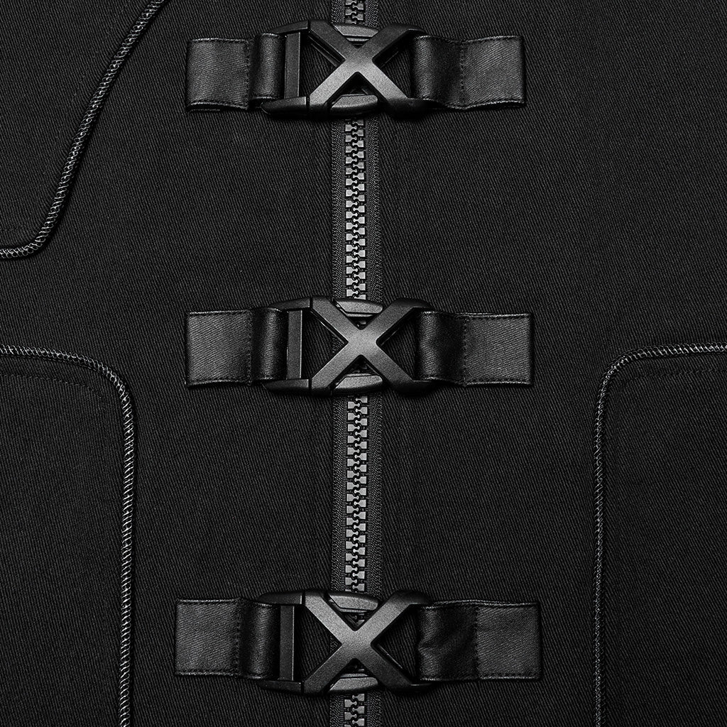 WY-1667XCM Gothic Military Punk Jacket with Buckle Strap Detailing?-??Punk Rave Clothing