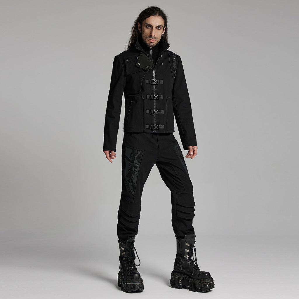 WY-1667XCM Gothic Military Punk Jacket with Buckle Strap Detailing?-??Punk Rave Clothing