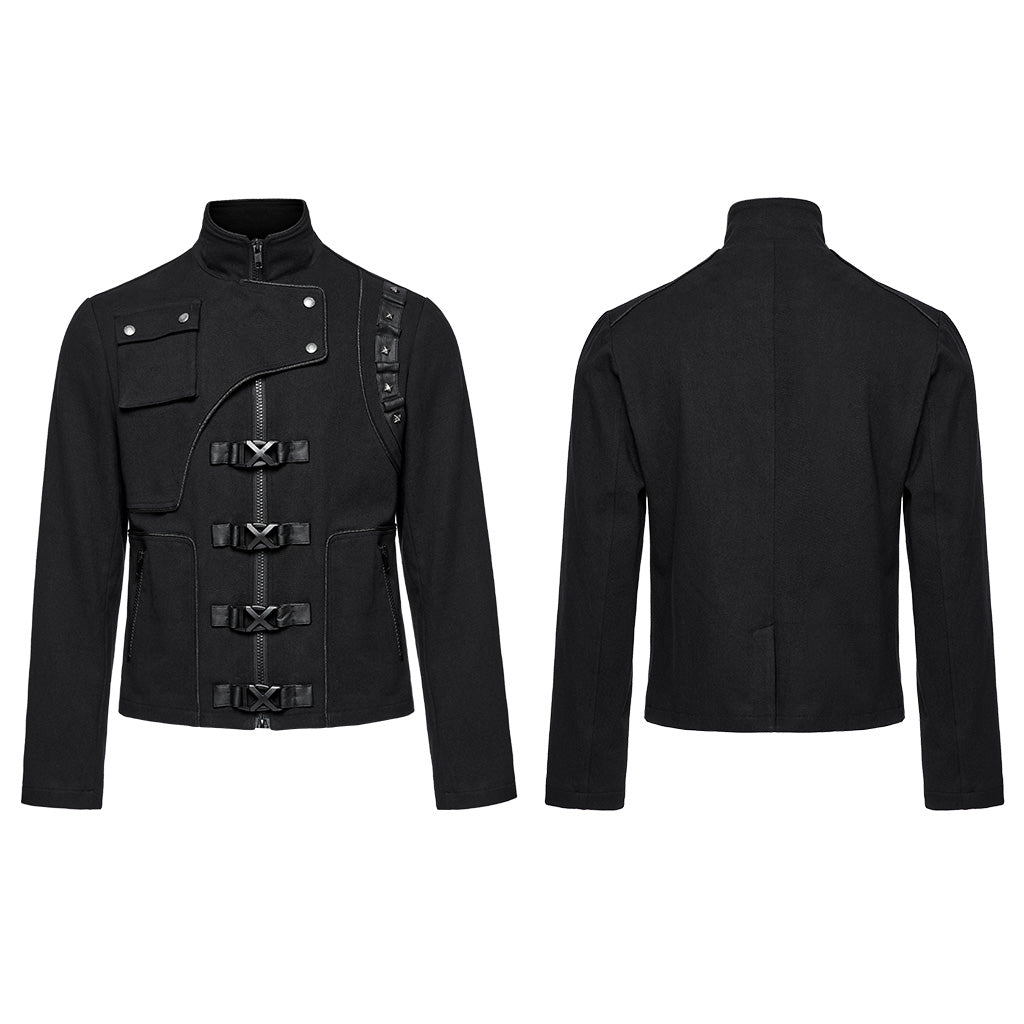 WY-1667XCM Gothic Military Punk Jacket with Buckle Strap Detailing?-??Punk Rave Clothing