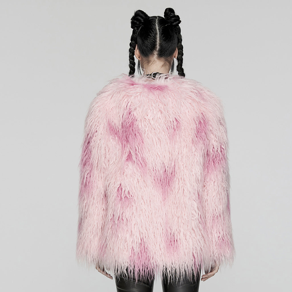 WY-1668XCF Gothic black White Faux Fur Punk Jacket?-??Punk Rave Clothing