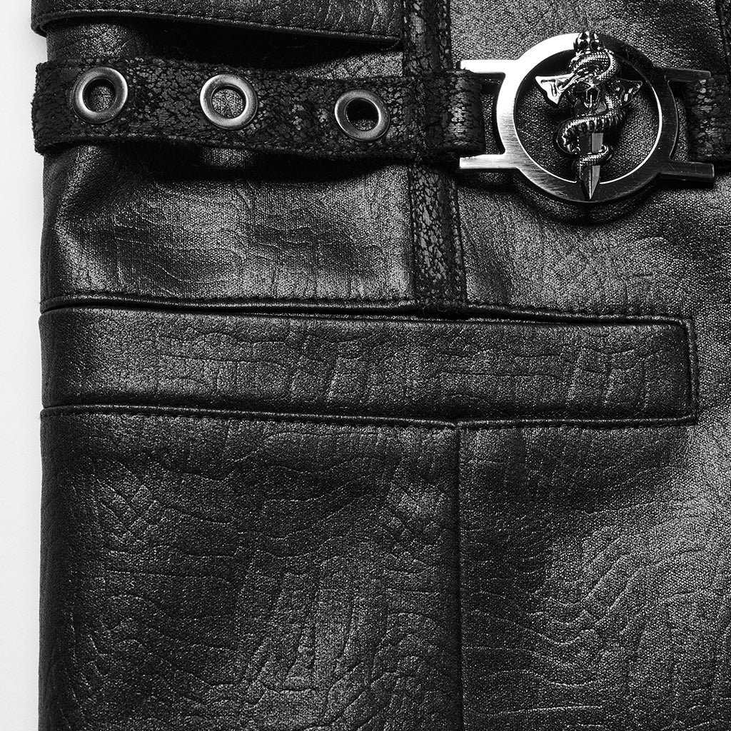 WY-1670MJM Medieval Leather Gothic Vest with Buckle Strap Details?-??Punk Rave Clothing