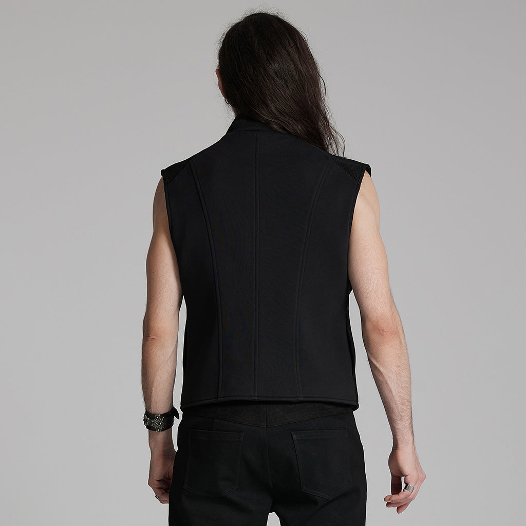 WY-1672MJM Tactical Cyberpunk Black Vest with Buckle Straps Design?-??Punk Rave Clothing