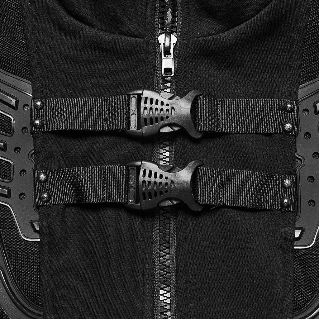 WY-1672MJM Tactical Cyberpunk Black Vest with Buckle Straps Design?-??Punk Rave Clothing