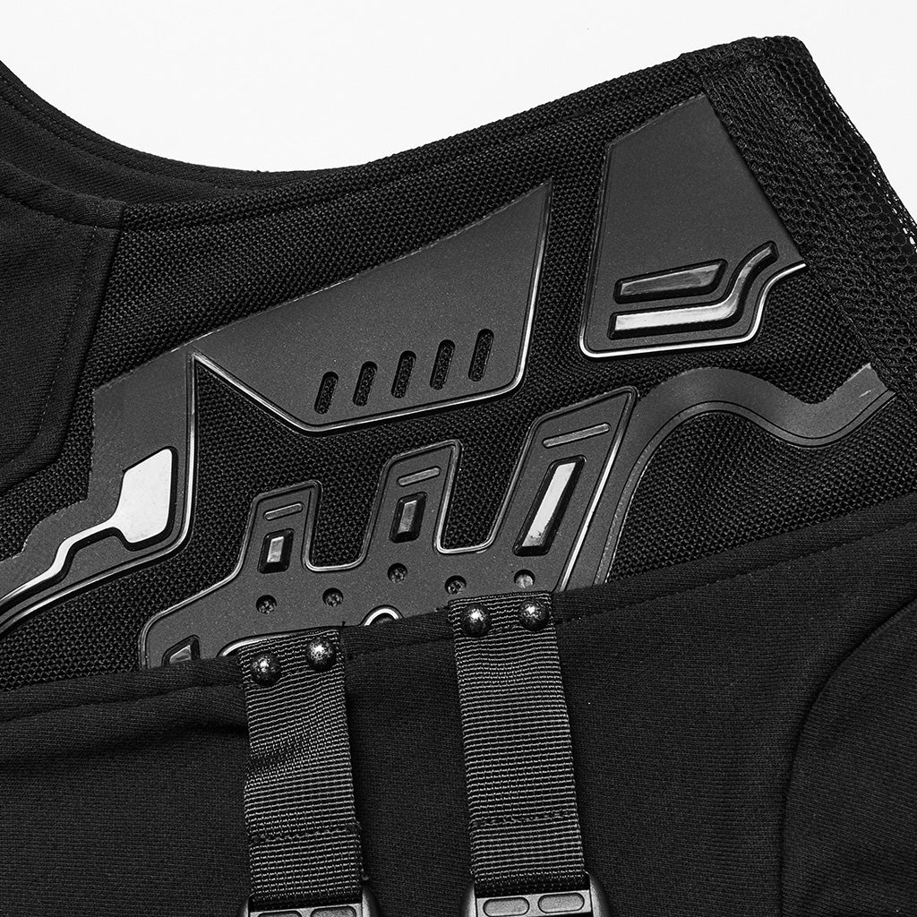 WY-1672MJM Tactical Cyberpunk Black Vest with Buckle Straps Design?-??Punk Rave Clothing