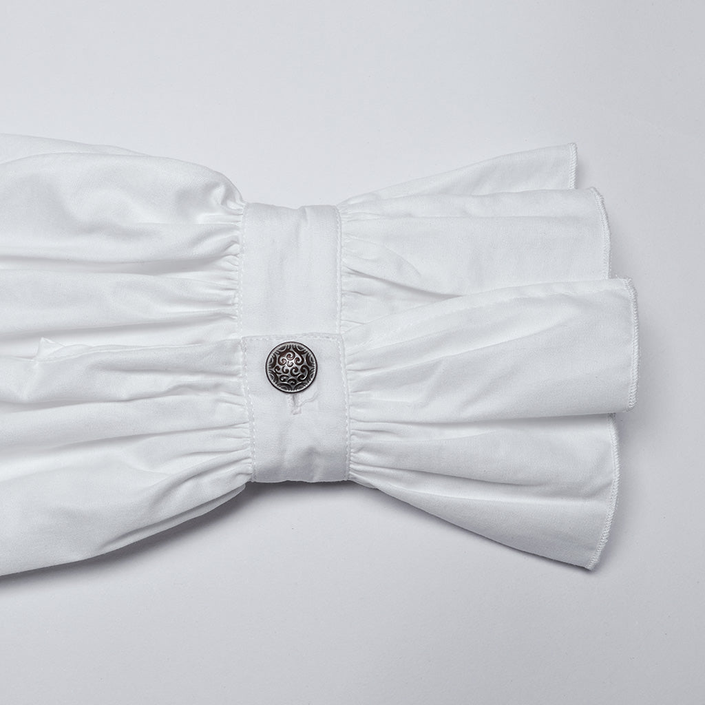 WY-1676CCM Gothic White Victorian Ruffle Sleeve Button-Up Shirt?-??Punk Rave Clothing