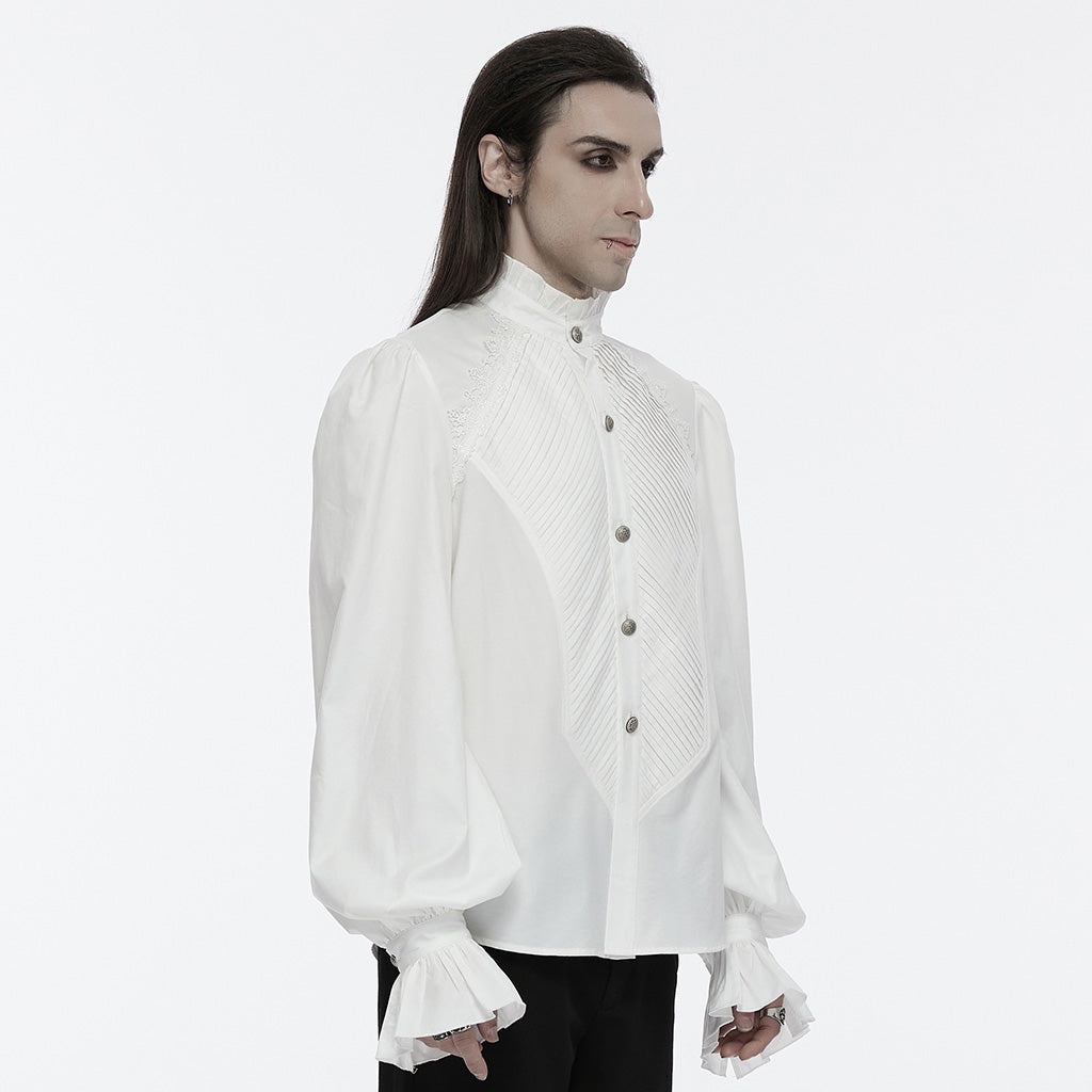 WY-1676CCM Gothic White Victorian Ruffle Sleeve Button-Up Shirt?-??Punk Rave Clothing