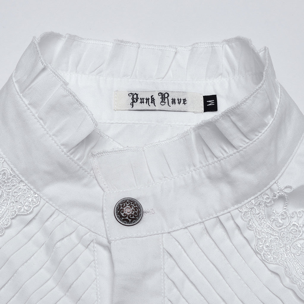 WY-1676CCM Gothic White Victorian Ruffle Sleeve Button-Up Shirt?-??Punk Rave Clothing