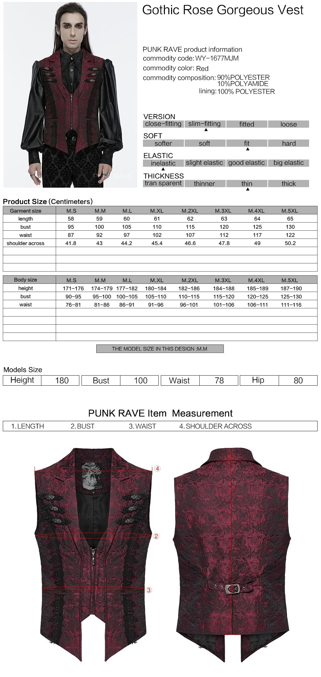 WY-1677MJM Elegant Gothic Rose Tapestry Vest with Lace Trim?-??Punk Rave Clothing