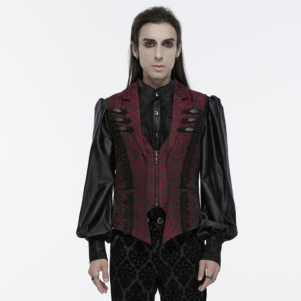 WY-1677MJM Elegant Gothic Rose Tapestry Vest with Lace Trim?-??Punk Rave Clothing