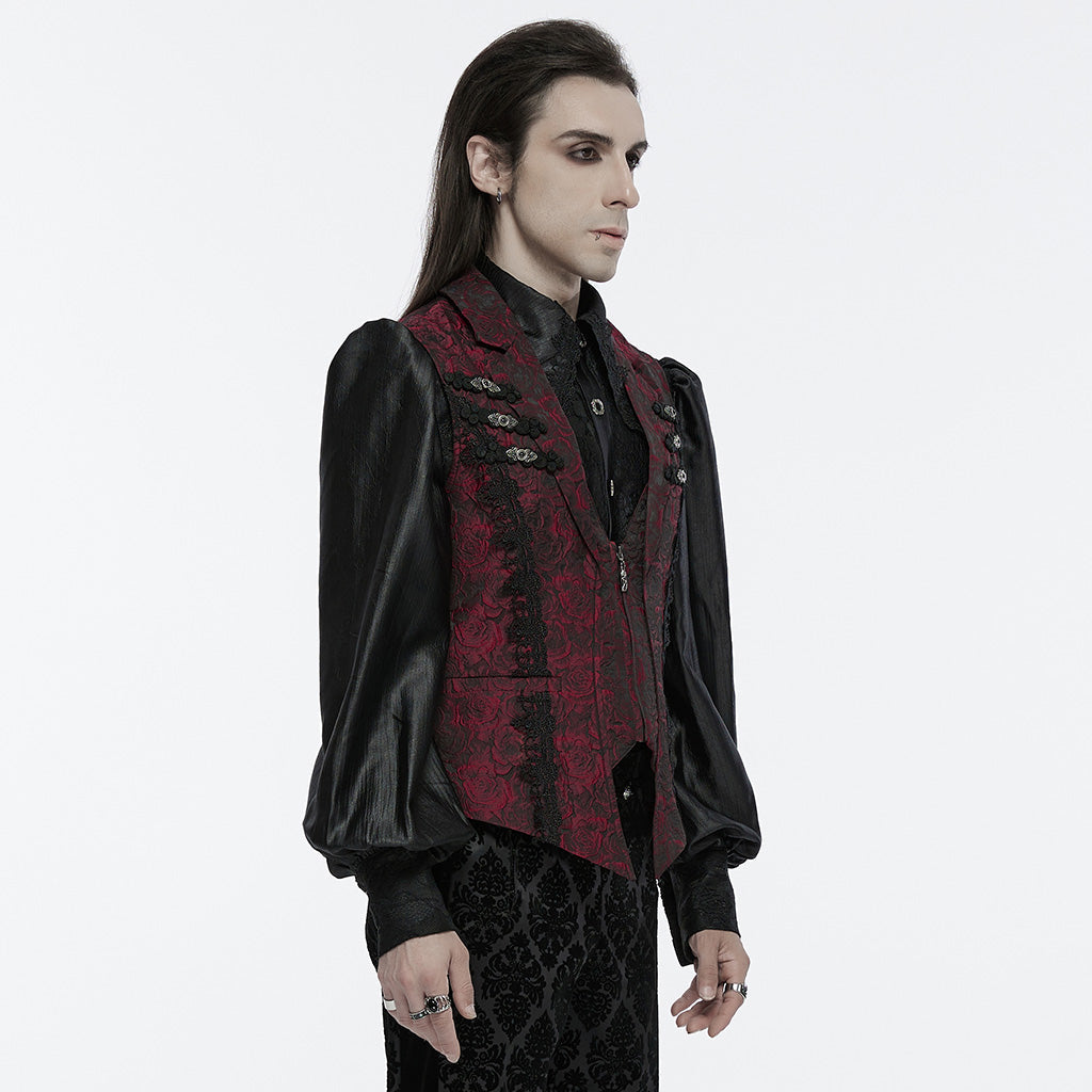 WY-1677MJM Elegant Gothic Rose Tapestry Vest with Lace Trim?-??Punk Rave Clothing