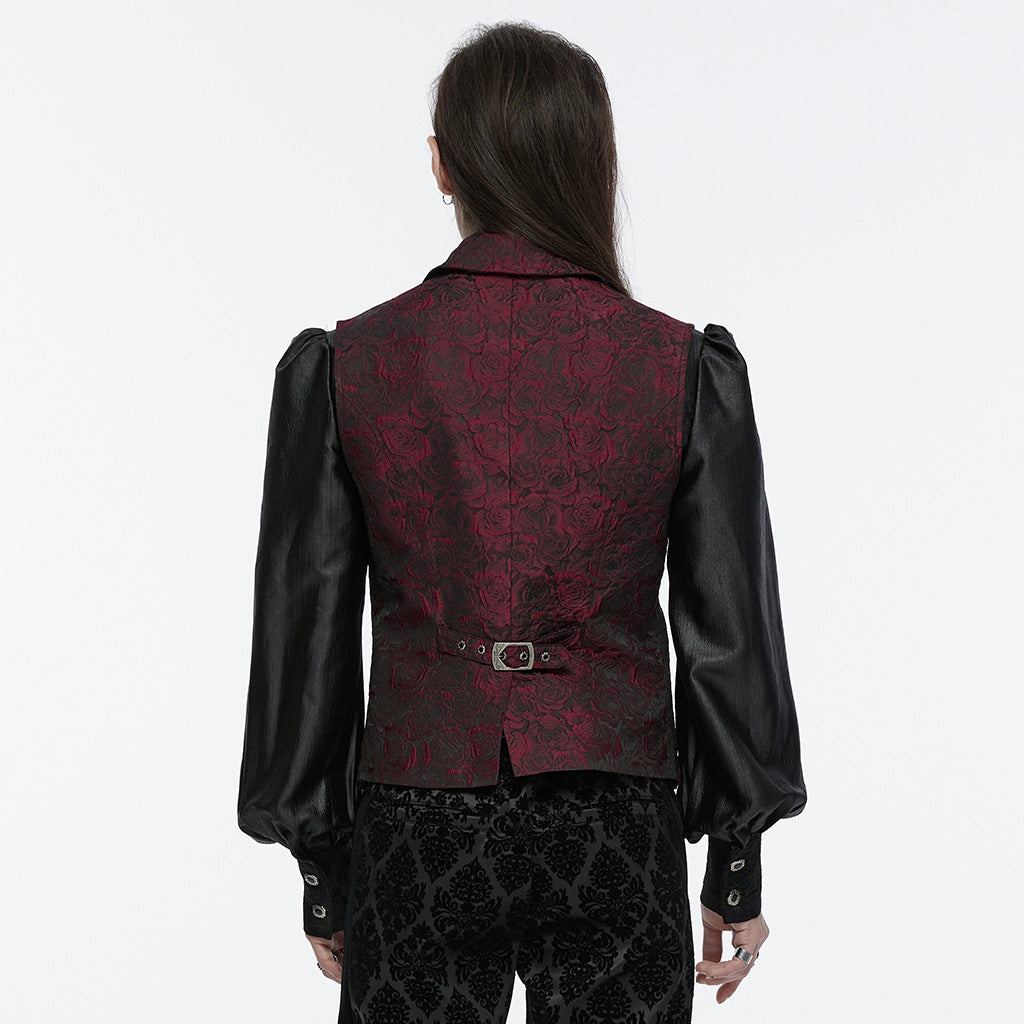 WY-1677MJM Elegant Gothic Rose Tapestry Vest with Lace Trim?-??Punk Rave Clothing