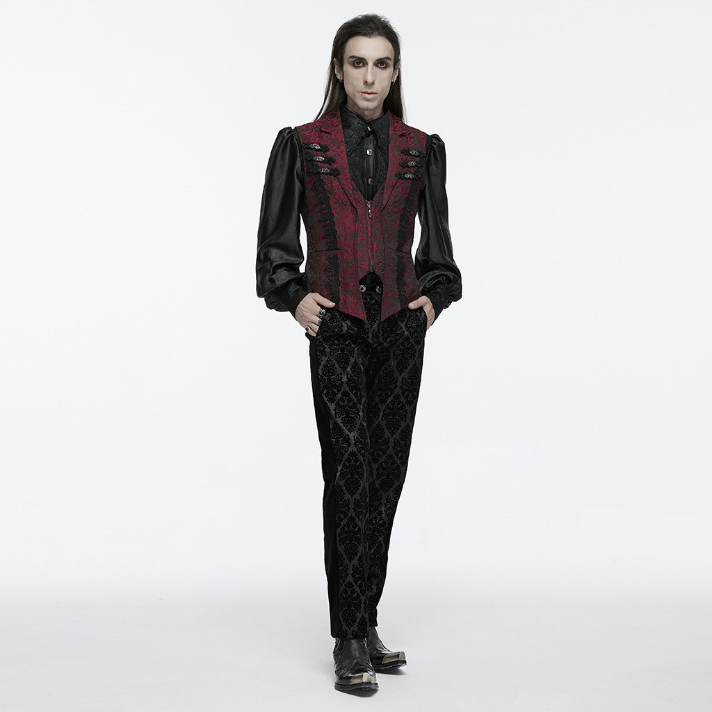 WY-1677MJM Elegant Gothic Rose Tapestry Vest with Lace Trim?-??Punk Rave Clothing