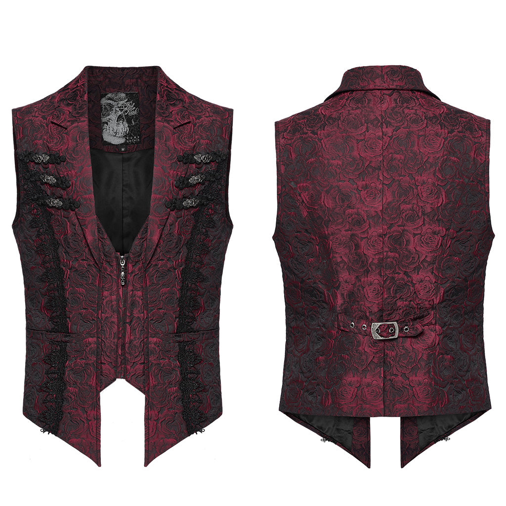 WY-1677MJM Elegant Gothic Rose Tapestry Vest with Lace Trim?-??Punk Rave Clothing