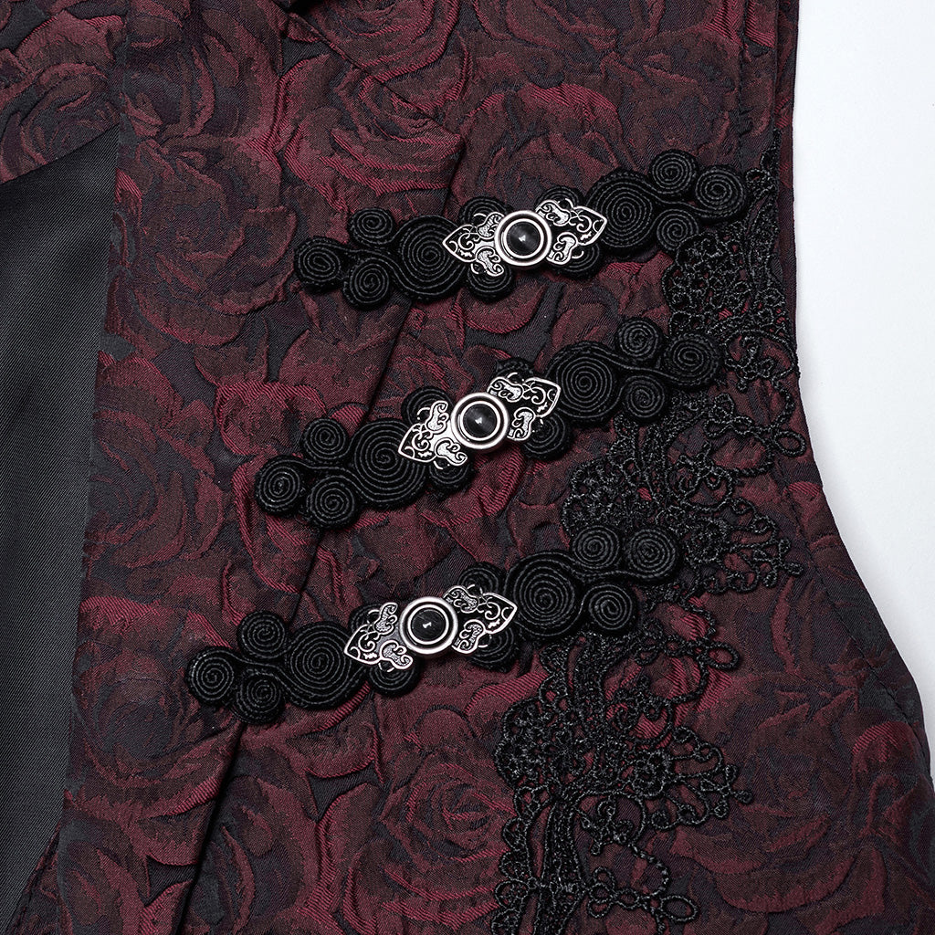 WY-1677MJM Elegant Gothic Rose Tapestry Vest with Lace Trim?-??Punk Rave Clothing