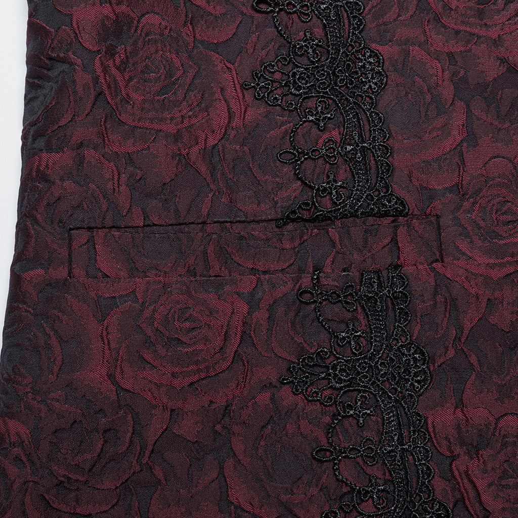 WY-1677MJM Elegant Gothic Rose Tapestry Vest with Lace Trim?-??Punk Rave Clothing