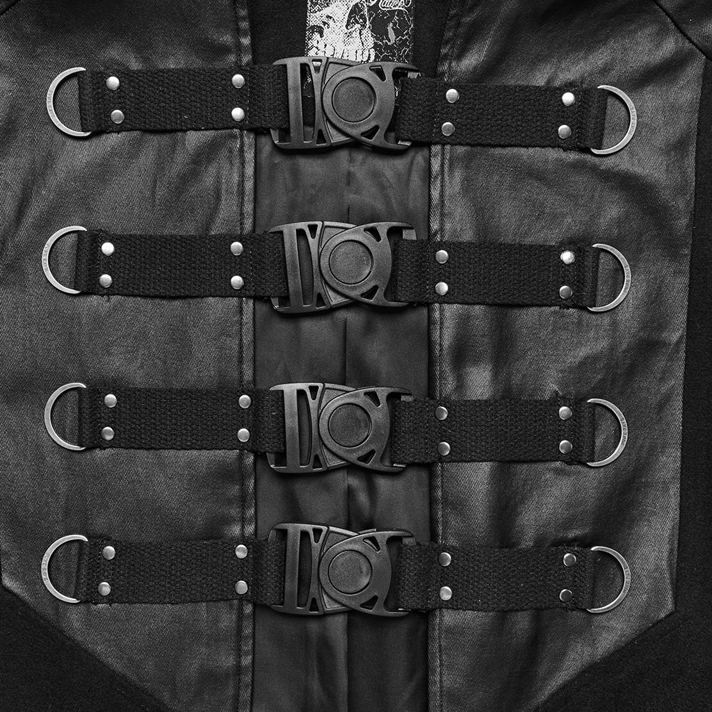 WY-1680DPM Mens Gothic High Collar Buckle Punk Coat Cape?-??Punk Rave Clothing