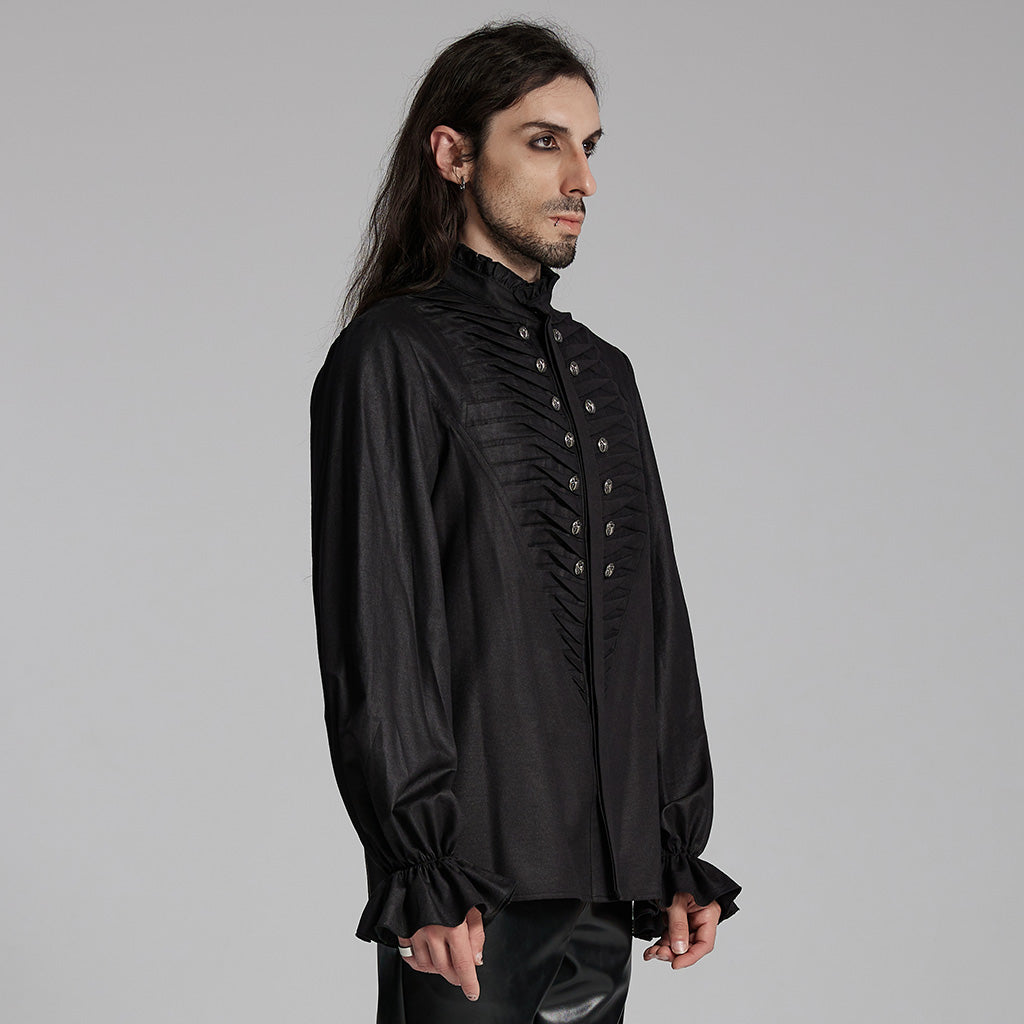 WY-1684CCM Mens Gothic Pleated Ruffle Shirt Victorian Steampunk Style?-??Punk Rave Clothing