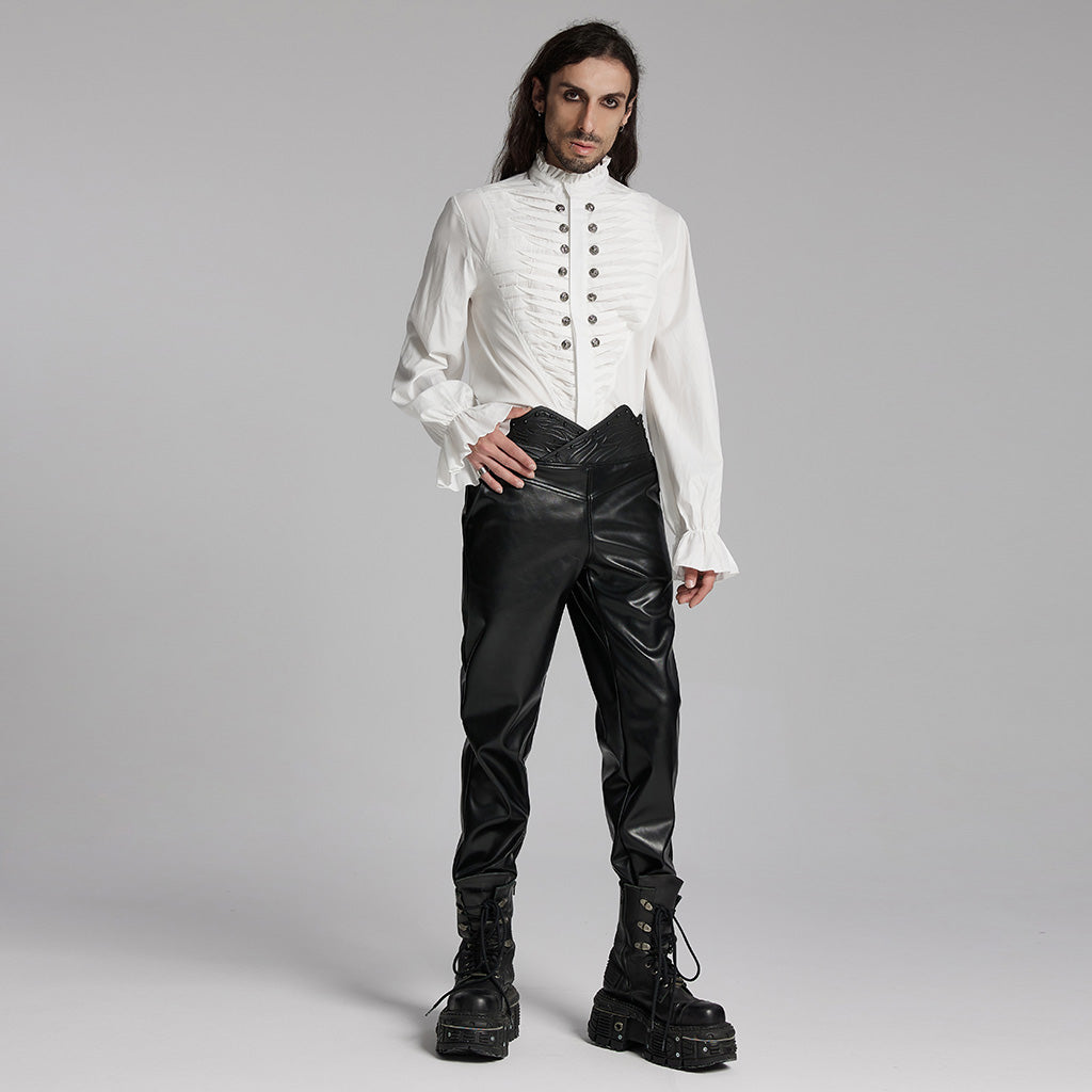 WY-1684CCM Mens Gothic Pleated Ruffle Shirt Victorian Steampunk Style?-??Punk Rave Clothing